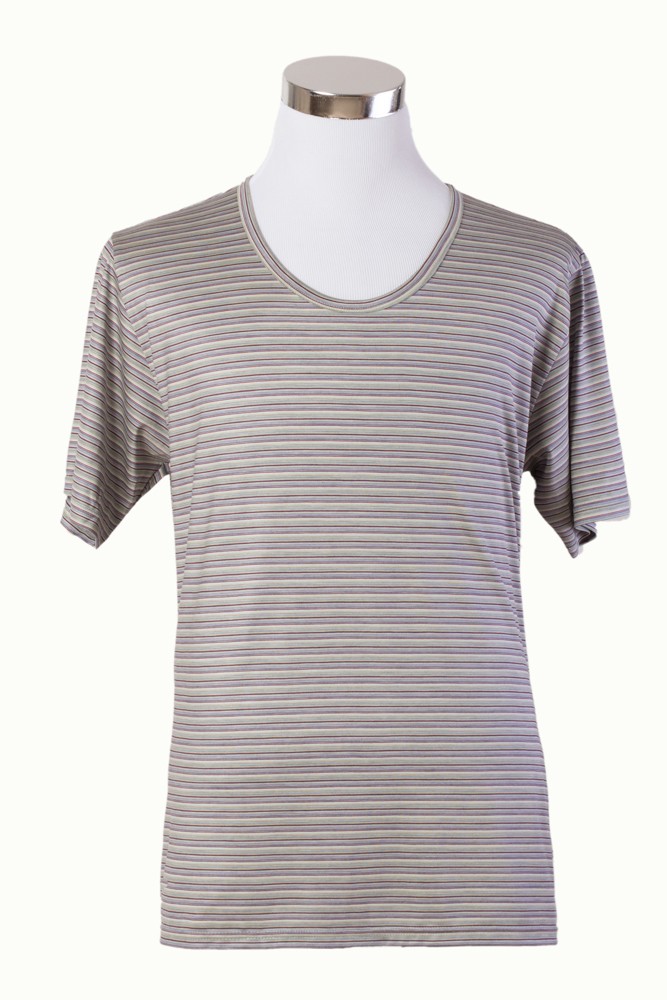 Mandarin Silk Pure Silk Striped T-Shirt