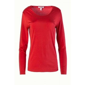 Mandarin Silk  Long Sleeve Red T-Shirt